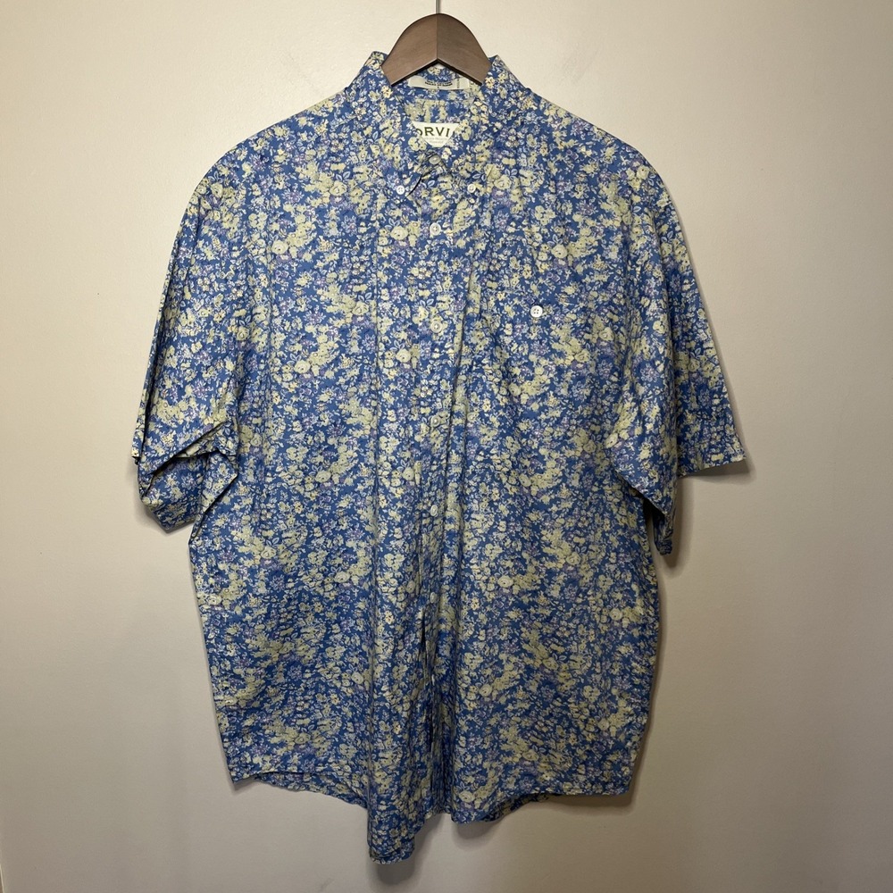 Orvis Men's Short Sleeve Hawaiian Colorful Button Down Collared Shirt Large - Picture 2 of 6